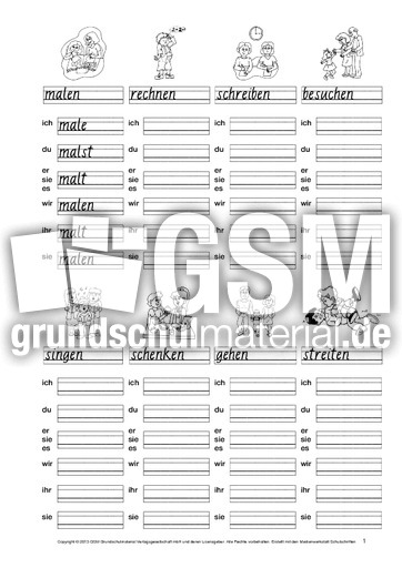 Daz Verben Konjugieren 1 13 Daz Verben Daz Nach Themen Deutsch Daz Deutsch Als Zweitsprache Grundschulmaterial De