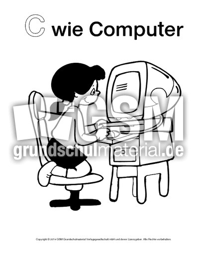 C Wie Computer 1 Ausmalbilder Zum Abc Anlaute Deutsch Klasse 1 Grundschulmaterial De