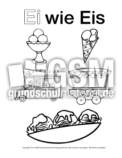 Ei Wie Eis 3 Ausmalbilder Zum Abc Anlaute Deutsch Klasse 1 Grundschulmaterial De