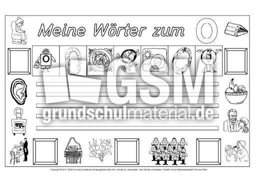 Worter Zum O Freies Schreiben Grundschulmaterial Fibel