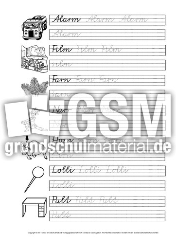 VA-Wrter-nachspuren-1-31 - Schreiblehrgang-bungen -  Grundschulmaterial-Fibel - Deutsch Klasse 1 - Grundschulmaterial.de