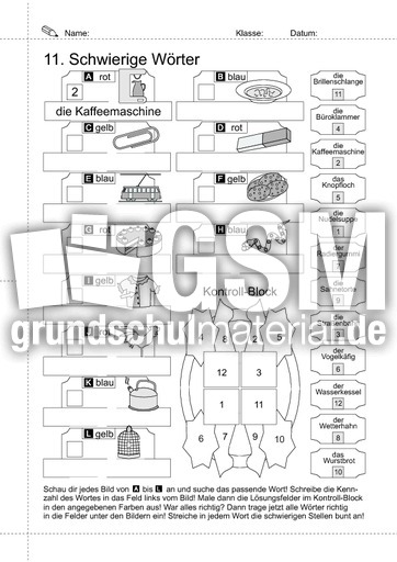 15 Lrs Schwierige Worter Arbeitsblatter Lrs 2 Rechtschreiben Schreiben Deutsch Klasse 1 Grundschulmaterial De