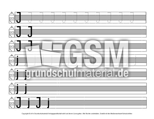 Buchstabe J Suddruck Druckschrift Mittellinie Grau Schreiblehrgange Deutsch Klasse 1 Grundschulmaterial De