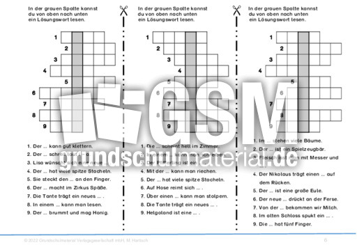 Namenwrter_6 - Gitterrtsel - Kreuzwortrtsel - Deutsch Klasse 2 -  Grundschulmaterial.de