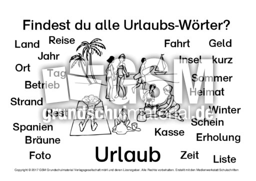 Urlaubs Worter N Z Nomen Zusammensetzen Nomen Zusammensetzen Zusammengesetzte Nomen Nomen Deutsch Klasse 2 Grundschulmaterial De