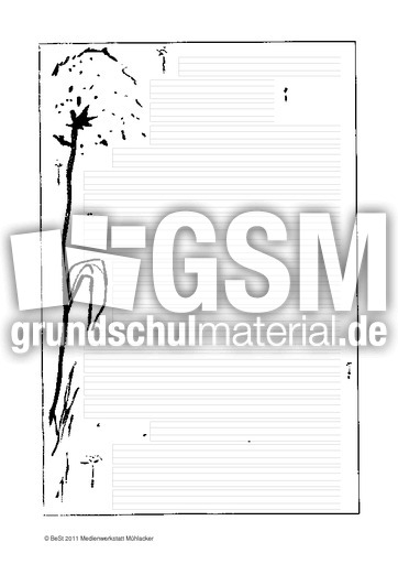 Löwenzahn - Schreibblätter mit Rahmen 4-Linien ...