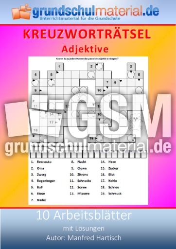 adjektive kreuzwortratsel deutsch klasse 3 grundschulmaterial de