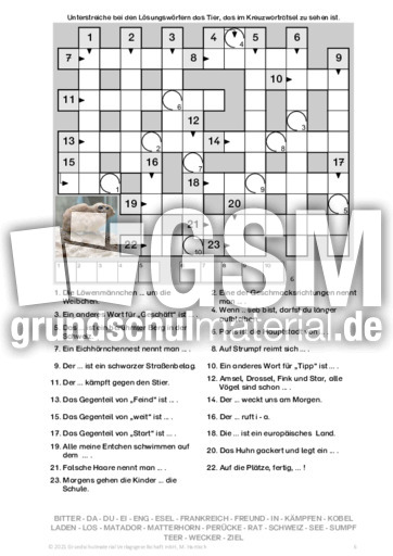 KWR_Lckenstze_08 - Lckenstze - Kreuzwortrtsel - Deutsch Klasse 3 -  Grundschulmaterial.de