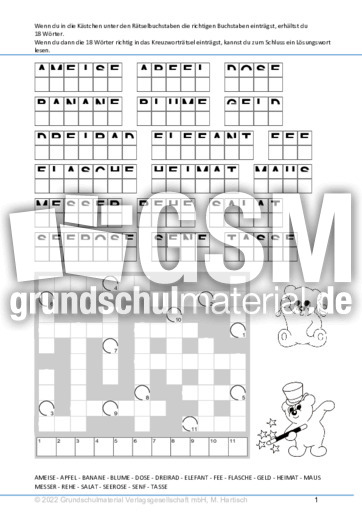 KWR - Rtselschrift_4 - Rtselschrift - Kreuzwortrtsel - Deutsch Klasse 3  - Grundschulmaterial.de