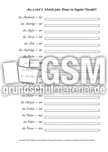 Aus A Wird A Nomen 1 4 Arbeitsblatter Rechtschreibung Deutsch Klasse 3 Grundschulmaterial De