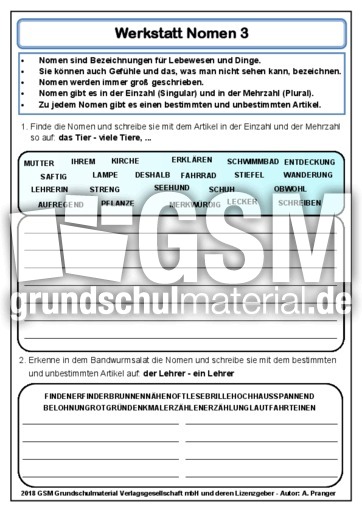 Lernwerkstatt Nomen 3 Werkstatten Grammatik Deutsch Klasse 4 Grundschulmaterial De