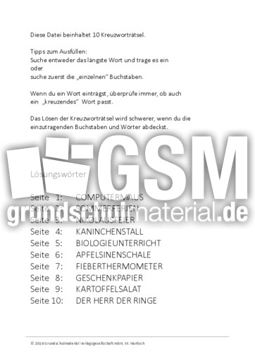 Kreuzwortratsel 01 Kreuzwortratsel Kreuzwortratsel Silbenratsel Wabenratsel Wortratsel Labyrinth Und Quizhefte Deutsch Klasse 4 Grundschulmaterial De
