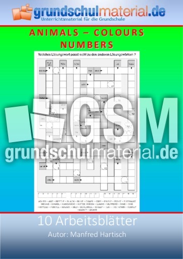 animals-colours-numbers - Kreuzwortrtsel - Arbeitsbltter - Englisch  Klasse 4 - Grundschulmaterial.de
