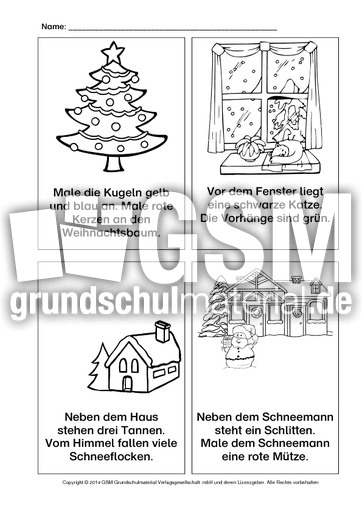 Lese Mal Aufgaben Advent Klasse 1 Lese Mal Blatter Weihnachten Feste Und Feiertage Hus Klasse 1 Grundschulmaterial De