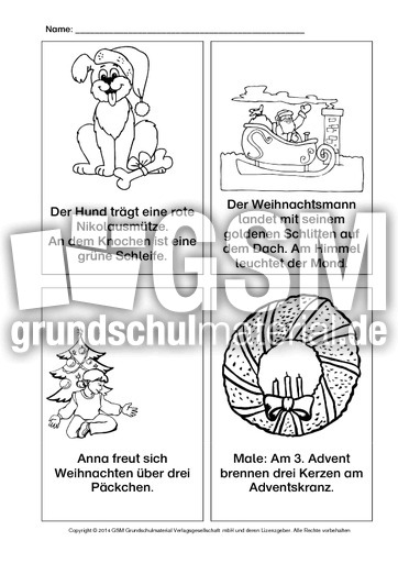 Lese Mal Aufgaben Advent Klasse 1 Lese Mal Blatter Weihnachten Feste Und Feiertage Hus Klasse 1 Grundschulmaterial De