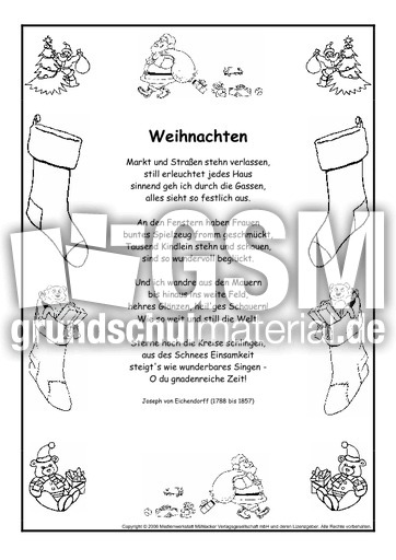Weihnachten Eichendorff Weihnachts Gedichte Gedichte Im Schmuckrahmen Weihnachten Feste Und Feiertage Hus Klasse 2 Grundschulmaterial De