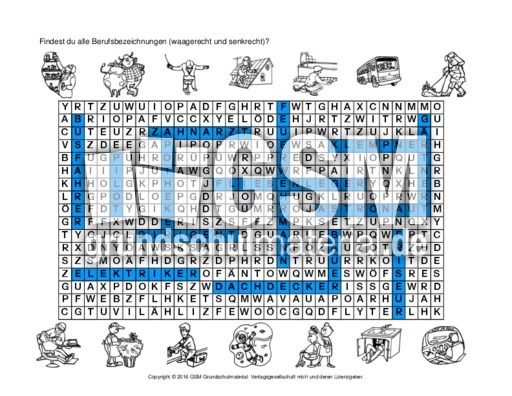 Suchsel-Berufe-1 - Suchsel-Berufe - Berufe-Werkstatt - Themen und Projekte - HuS Klasse 2 ...