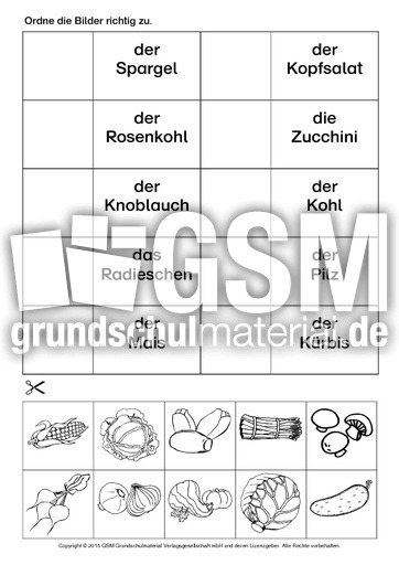 Ab Gemuse Zuordnen 2 Arbeitsblatter Obst Gemuse Ernahrung Themen Und Projekte Hus Klasse 2 Grundschulmaterial De