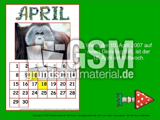 Kalender-4 - Orientierung am Kalender - Computerübungen ...