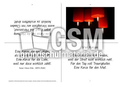 Faltbuch Vier Kerzen Rilke Faltbucher Klassische Gedichte Faltbucher Weihnachten Feste Feiertage Hus Klasse 3 Grundschulmaterial De