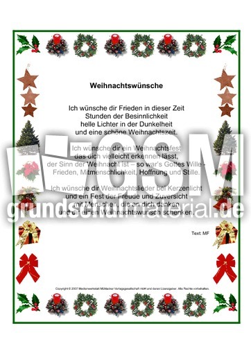 Weihnachtswunsche Druckvorlagen Gedichte Prasentation Gedichte Weihnachten Feste Feiertage Hus Klasse 3 Grundschulmaterial De