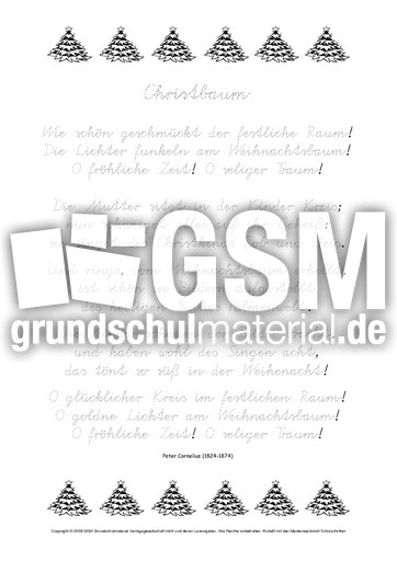 Nachspuren Christbaum Cornelius Nachspurvorlagen Va Werkstatt Weihnachtsgedichte Gedichte Weihnachten Feste Feiertage Hus Klasse 3 Grundschulmaterial De