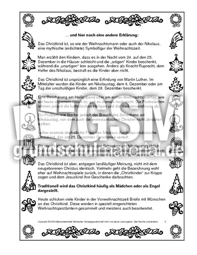 Gibt Es Das Christkind Texte Weihnachten Feste Feiertage Hus Klasse 3 Grundschulmaterial De