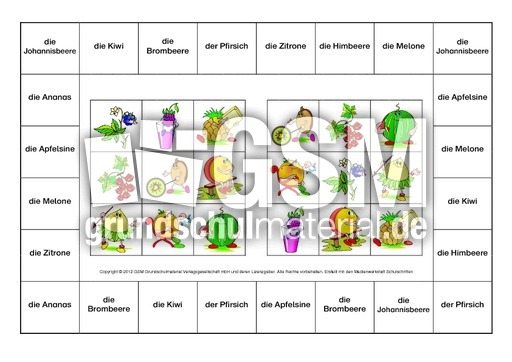 Lustige Fruchte Bingo 2 Lustige Fruchte Ernahrung Themen Und Projekte Hus Klasse 3 Grundschulmaterial De