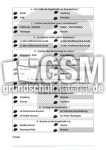 Rund Um Deutschland A 2 Deutschland Quiz Bundesrepublik Deutschland Erdkunde Sachthemen Hus Klasse 4 Grundschulmaterial De