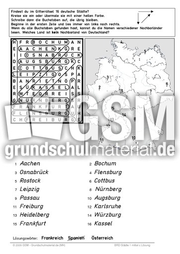 BRD_Städte_1_mittel_c_L - Städte - Städte in Deutschland - Städterätsel - Gitterform - Städte ...