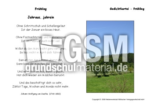 Jahraus Jahrein Goethe Gedichte Klassisch Fruhling Die Jahreszeiten Material Bildungsmedien 30plus Grundschulmaterial De
