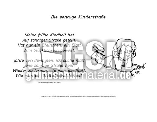 Die Sonnige Kinderstrasse Ringelnatz Muttertagsgedichte Klassisch Fruhling Die Jahreszeiten Material Bildungsmedien 30plus Grundschulmaterial De