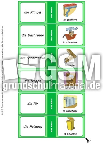 Domino-F Haus-maison - Domino - Material Französisch für ...