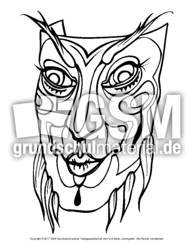 ausmalbilder karneval masken