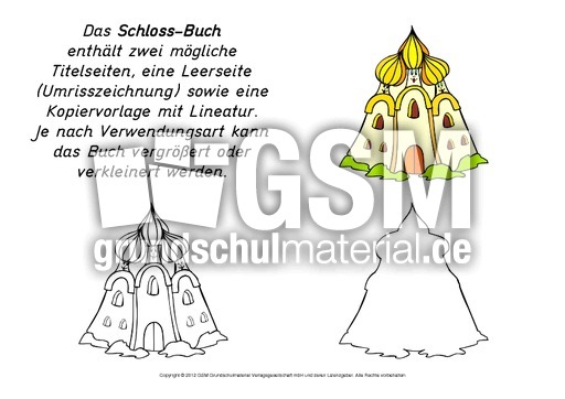 Mini Buch Schloss Mini Bucher Verschiedenes Lapbook Vorlagen Material Klasse 2 Grundschulmaterial De