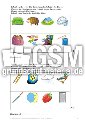 Bilderrtsel - 8 Buchstaben_b - Bilderrtsel - Rtsel, Puzzles und Suchsel  - Material Klassenbergreifendes Material - Grundschulmaterial.de