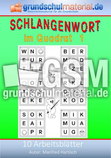 Schlangenwort im Quadrat_1 - Schlangenwort im Quadrat - Rtsel, Puzzles und  Suchsel - Material Klassenbergreifendes Material - Grundschulmaterial.de