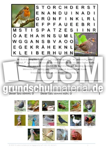 Vögel_mittel - Suchsel - Rätsel, Puzzles und Suchsel ...