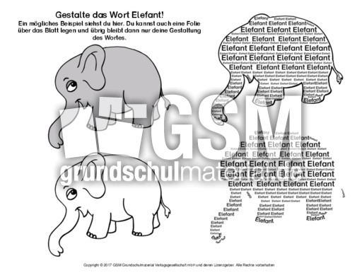 Elefant Wort Bild Wort Bilder Konkrete Poesie Material Klassenubergreifendes Material Grundschulmaterial De