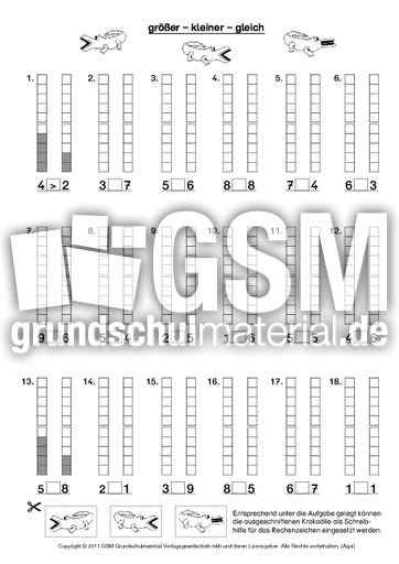 Grosser Kleiner Gleich Ab Kleiner Grosser Kleiner Grosser Gleich Mathe Klasse 1 Grundschulmaterial De