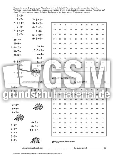 Multiplikation 1 Buchstaben Im Hunderterfeld 1x1 Training