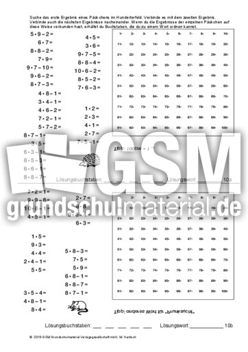Multiplikation_2 - Buchstaben im Hunderterfeld - 1x1 Training - Einmaleins - 1x1 - Mathe Klasse ...