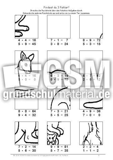 Fehlerpuzzle 4 Fehlerpuzzle 1x1 Training Einmaleins 1x1