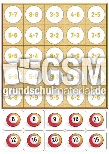 Bingo Tafel 3 1x1 Bingo Fur 6 Spielerisch Rechnen Mathe
