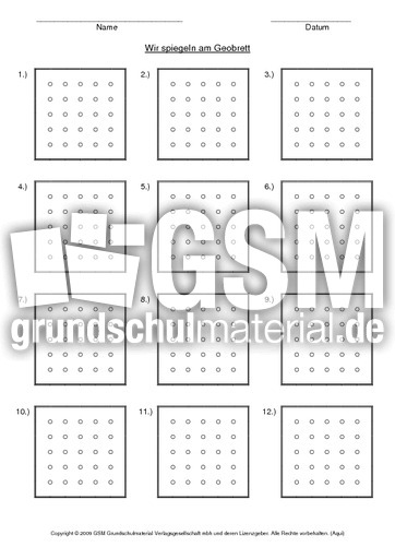 Geobrett Vorlage blanko - Geobrett - Geometrie - Mathe Klasse 3 - Grundschulmaterial.de