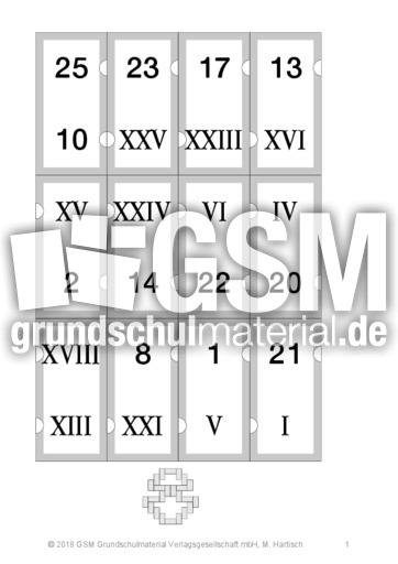 Domino Romische Zahlen 24 Sw Romische Zahlen Rechendominos Spielerisch Rechnen Mathe Klasse 3 Grundschulmaterial De