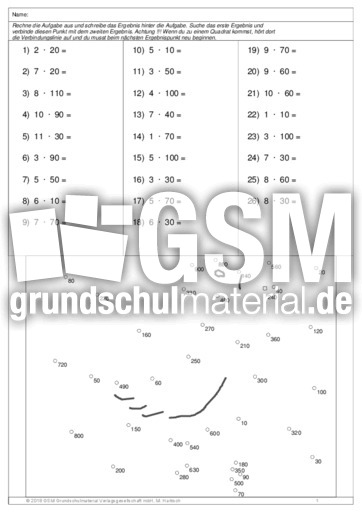10er 1x1_2 - Punkte verbinden - Multiplikation - Mathe ...