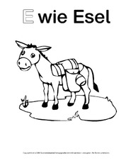 Esel Arbeitsblatt In Der Grundschule Ausmalbilder Zum Abc Anlaute Deutsch Klasse 1 Grundschulmaterial De - Esel bilder zum ausmalen