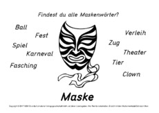 Masken Worter Ab Fasching Karneval Karneval Fasching Feste Und Feiertage Hus Klasse 2 Grundschulmaterial De