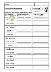 Doppelte Selbstlaute Kl 3 Merkwörtertraining
